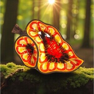 Vintage Treasure Craft 376 Leaf Chip & Dip Tray Orange Brown Glaze 1970s Decor